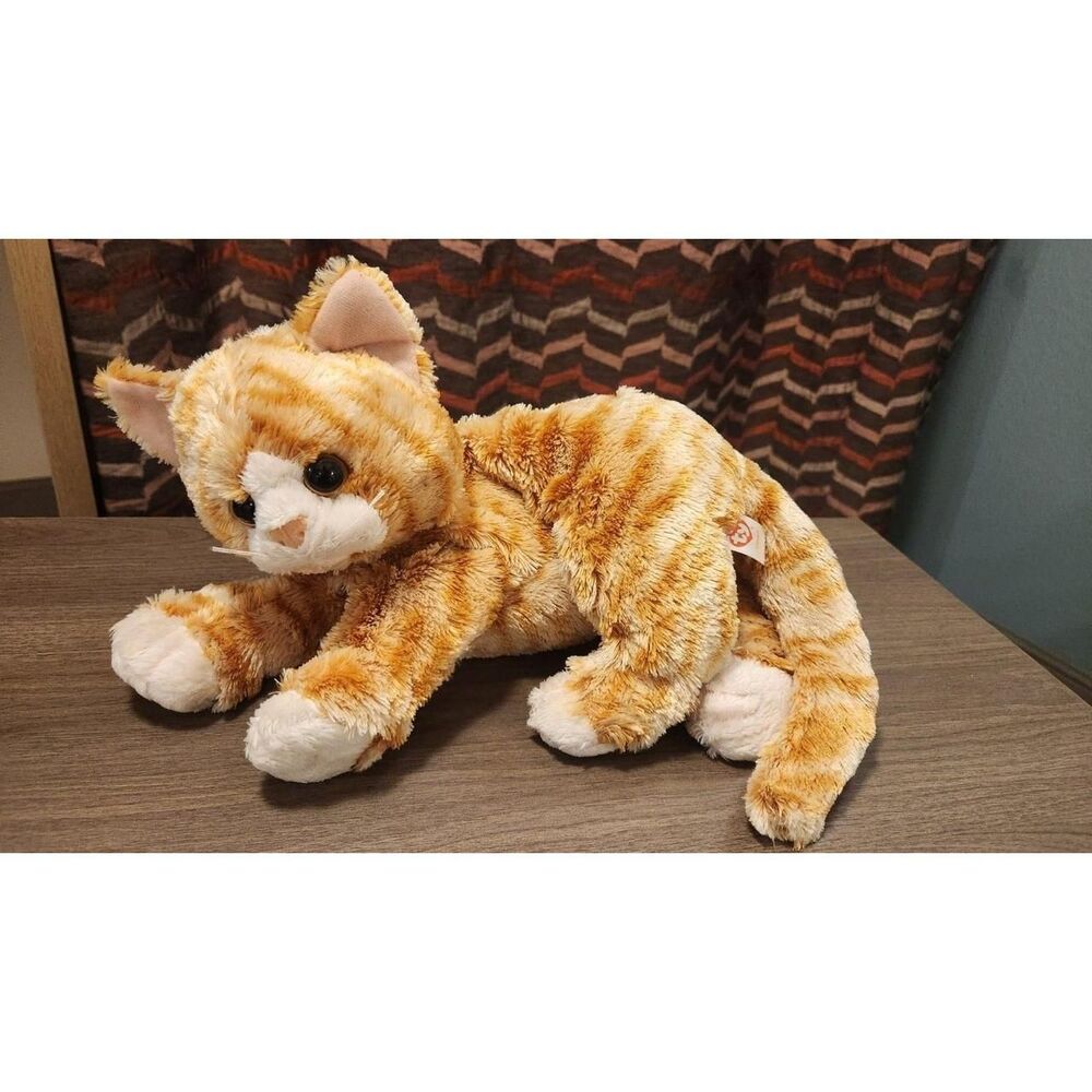 TY Classic COBBLER The Tabby Cat Orange & White TySilk Plush 12"